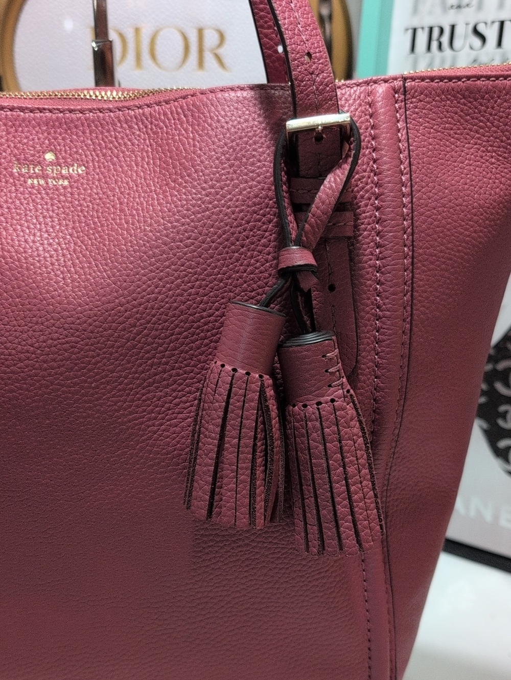 Kate Spade Orchard Street Maya Large Leather ShoulderbBag / Tote w/ Tassel 1 - Picture 4 of 17
